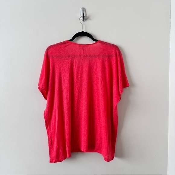 Jcrew-coral 100% Linen Tassel Tee (Size:XL) - Picture 2 of 9